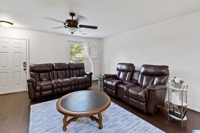 22873 Downing Park Cir, Mccalla, AL 35111 - living room featuring a ceiling fan and wood finished floors