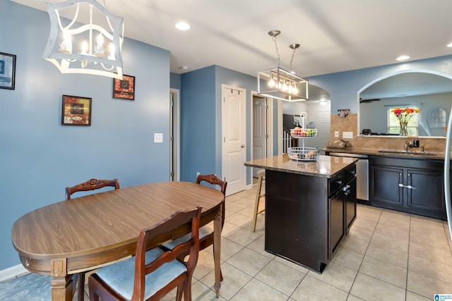 22873 Downing Park Cir, Mccalla, AL 35111 - kitchen featuring a sink, a kitchen island, stainless steel dishwasher, recessed lighting, and a kitchen breakfast bar