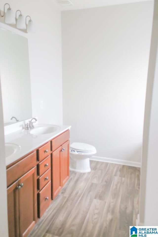 4905 Stonecreek Way, Calera, AL 35040 - bathroom with wood finished floors, double vanity, and toilet