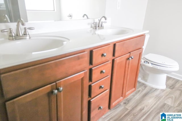 4905 Stonecreek Way, Calera, AL 35040 - full bathroom with wood finished floors, double vanity, and toilet