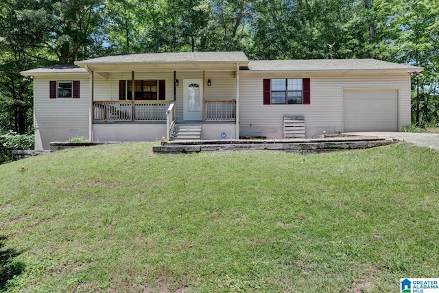 85 County Road 738, Cullman, AL 35055 - single story home with a garage, covered porch, driveway, a front yard, and crawl space
