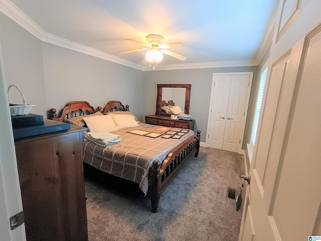335 Shady Hollow Ln, Talladega, AL 35160 - carpeted bedroom featuring crown molding and ceiling fan