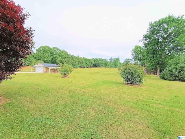 335 Shady Hollow Ln, Talladega, AL 35160 - view of grassy yard featuring a detached garage and an outbuilding