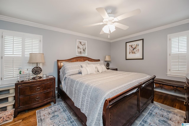 3309 Eaton Rd, Mountain Brook, AL 35223 - bedroom featuring wood finished floors, ornamental molding, and ceiling fan