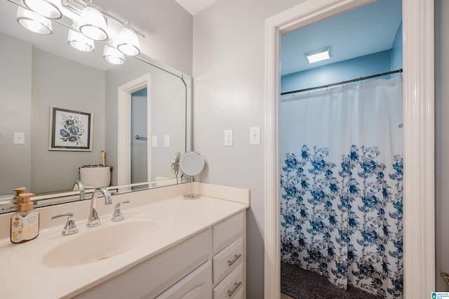 3309 Eaton Rd, Mountain Brook, AL 35223 - bathroom featuring vanity and curtained shower