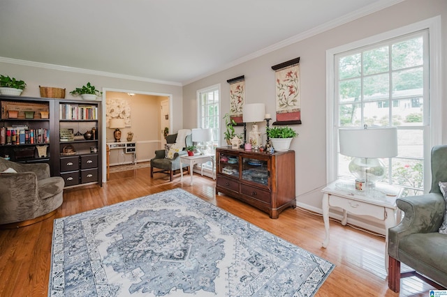 3309 Eaton Rd, Mountain Brook, AL 35223 - sitting room featuring crown molding, wood finished floors, and baseboards