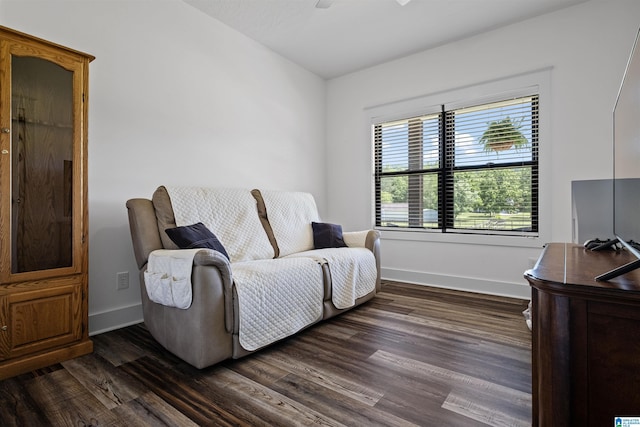 185 Meadowbrook Dr, Piedmont, AL 36272 - sitting room featuring baseboards, dark wood finished floors, and a ceiling fan