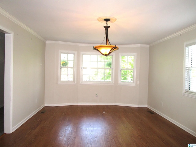 4634 Honeysuckle Rd, Quinton, AL 35130 - spare room with dark wood-style floors, crown molding, and baseboards