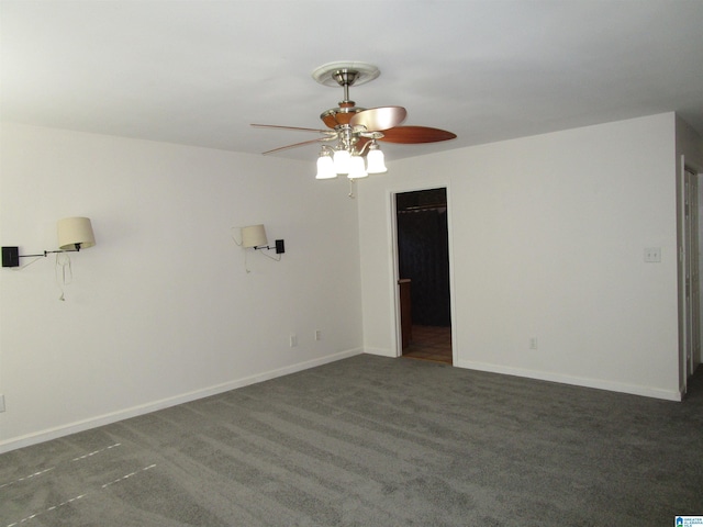 4634 Honeysuckle Rd, Quinton, AL 35130 - empty room featuring a ceiling fan, carpet floors, and baseboards
