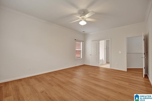 653 Talon Trce, Birmingham, AL 35242 - unfurnished bedroom featuring ornamental molding, light wood-style floors, baseboards, and a ceiling fan