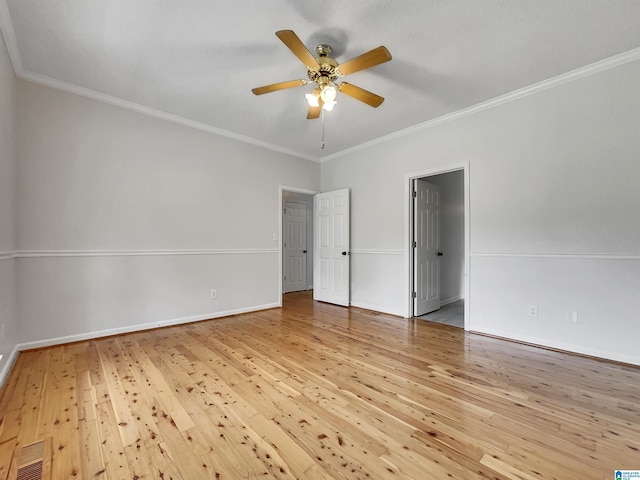 806 14th Ave, Pleasant Grove, AL 35127 - spare room with wood-type flooring, crown molding, a ceiling fan, and baseboards