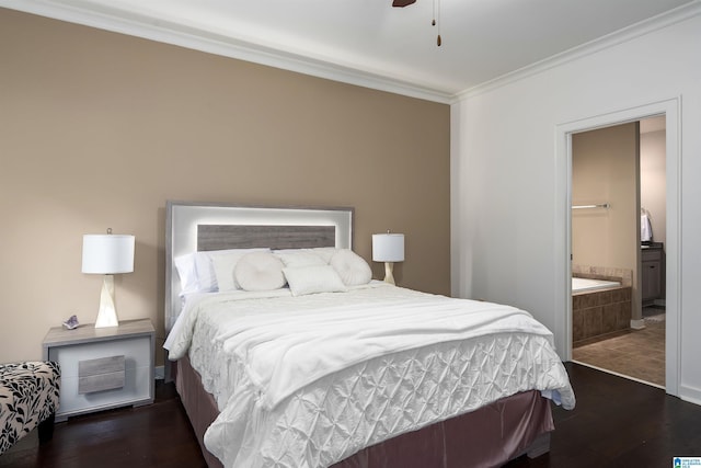 3701 James Hill Ter, Hoover, AL 35226 - bedroom featuring crown molding, wood finished floors, and ensuite bathroom