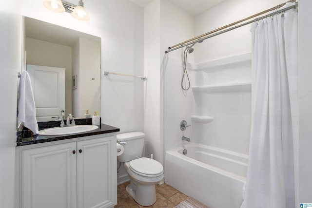 3701 James Hill Ter, Hoover, AL 35226 - full bath featuring toilet, shower / bath combination with curtain, vanity, and tile patterned flooring