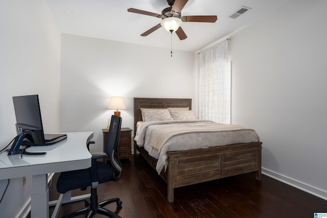 3701 James Hill Ter, Hoover, AL 35226 - bedroom featuring an office area, hardwood / wood-style flooring, baseboards, and ceiling fan