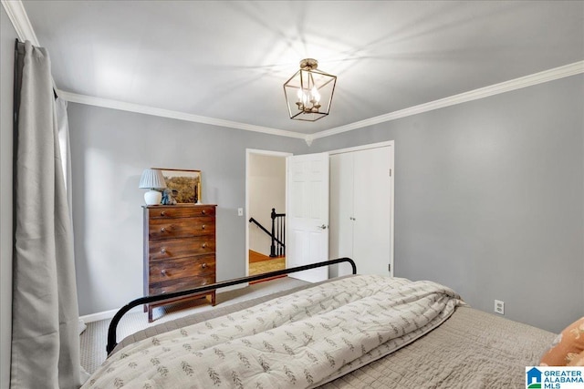 113 Pine Cliff Cir, Hoover, AL 35226 - carpeted bedroom with a chandelier and crown molding