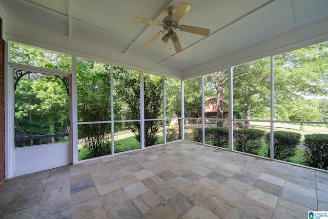 295 Ridge View Way, Springville, AL 35146 - unfurnished sunroom featuring a ceiling fan