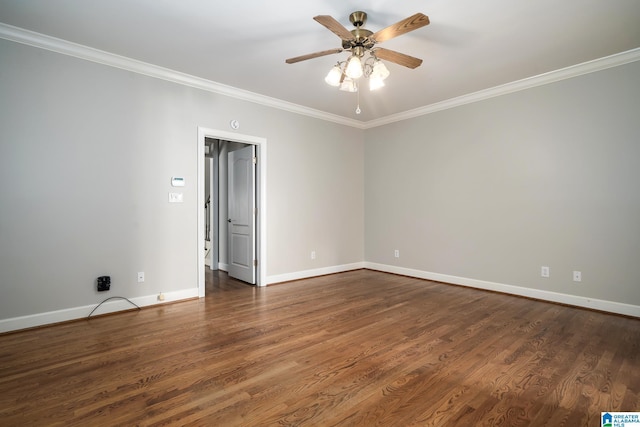 295 Ridge View Way, Springville, AL 35146 - unfurnished room with ornamental molding, baseboards, a ceiling fan, and wood finished floors