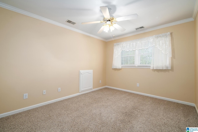 295 Ridge View Way, Springville, AL 35146 - carpeted spare room with ornamental molding, a ceiling fan, and baseboards
