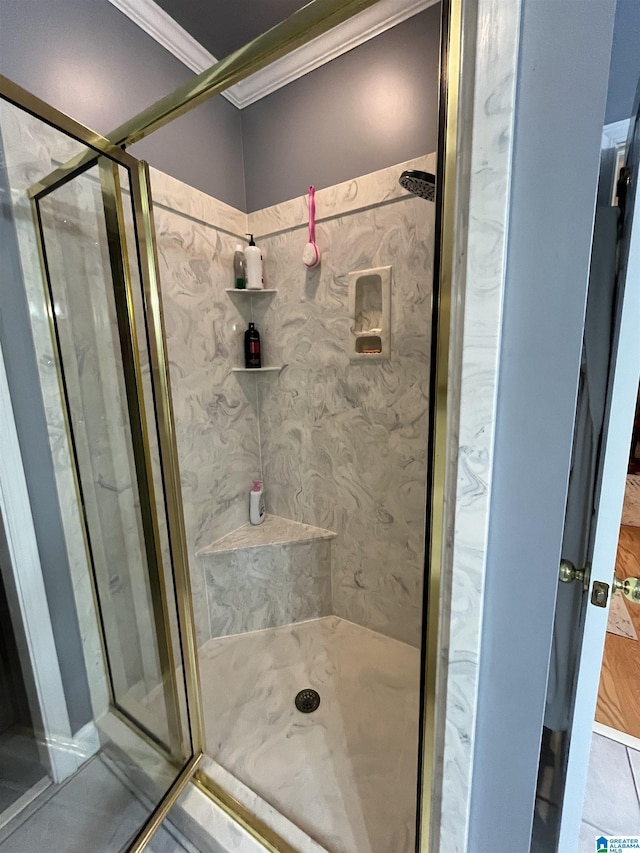 50 Ashton Ln, Sylacauga, AL 35150 - bathroom with crown molding and a shower stall