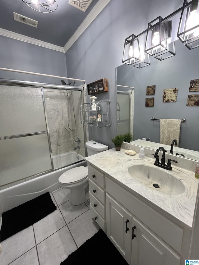 50 Ashton Ln, Sylacauga, AL 35150 - full bathroom with ornamental molding, bath / shower combo with glass door, toilet, and vanity