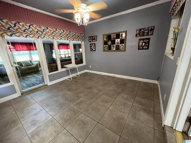50 Ashton Ln, Sylacauga, AL 35150 - unfurnished room with tile patterned floors, ceiling fan, ornamental molding, and baseboards