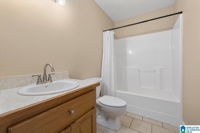 255 Savannah Ln, Cleveland, AL 35049 - bathroom with tile patterned flooring, toilet, shower / bath combo with shower curtain, and vanity
