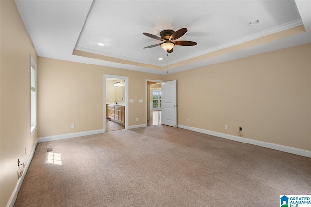255 Savannah Ln, Cleveland, AL 35049 - unfurnished bedroom with a raised ceiling, crown molding, light carpet, baseboards, and recessed lighting