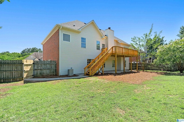 773 Old Cahaba Dr, Helena, AL 35080 - back of house with stairway, a deck, and central air condition unit