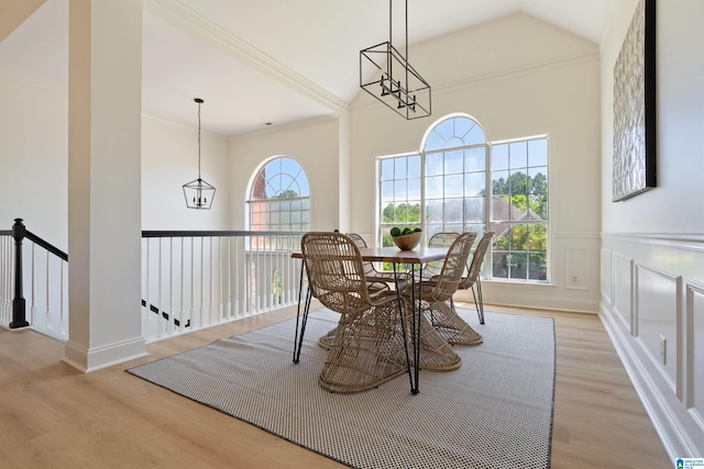 773 Old Cahaba Dr, Helena, AL 35080 - dining room featuring light wood-type flooring, crown molding, and vaulted ceiling
