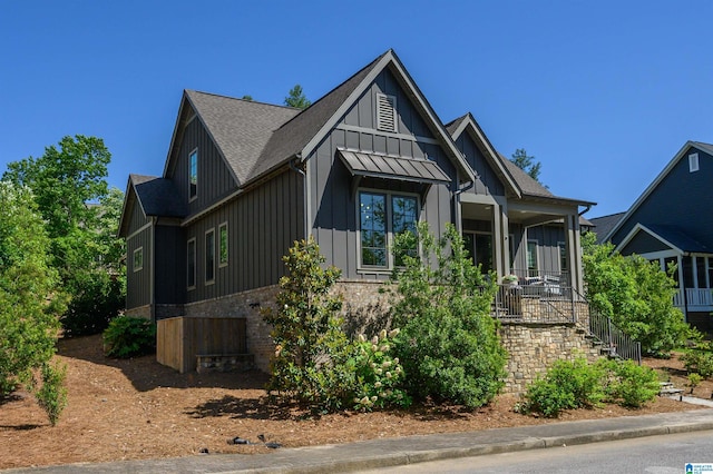 112 Perry Pl, Birmingham, AL 35242 - view of front of property featuring board and batten siding, stairs, roof with shingles, and covered porch