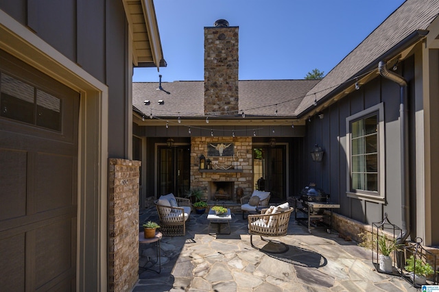 112 Perry Pl, Birmingham, AL 35242 - view of patio / terrace with an outdoor living space with a fireplace and area for grilling