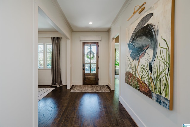 112 Perry Pl, Birmingham, AL 35242 - foyer featuring wood finished floors, baseboards, crown molding, and recessed lighting