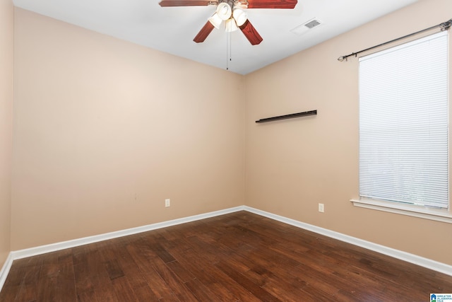 2212 Adkins Cir, Moody, AL 35004 - unfurnished room with a ceiling fan, dark wood-style flooring, and baseboards