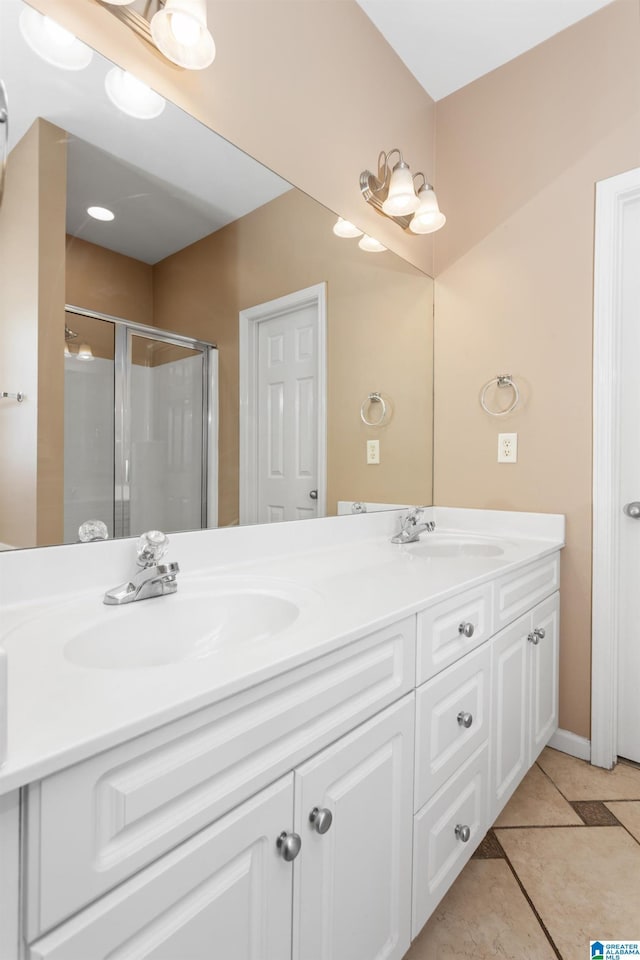2212 Adkins Cir, Moody, AL 35004 - full bath with double vanity, a stall shower, and tile patterned flooring