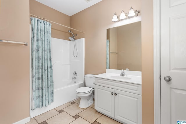 2212 Adkins Cir, Moody, AL 35004 - bathroom with toilet, vanity, shower / tub combo, and tile patterned flooring