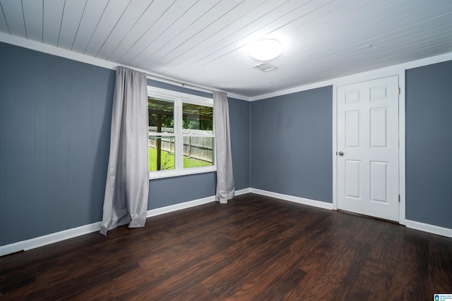 140 Camelia Ave, Gardendale, AL 35071 - spare room featuring dark wood-type flooring, baseboards, and wood ceiling