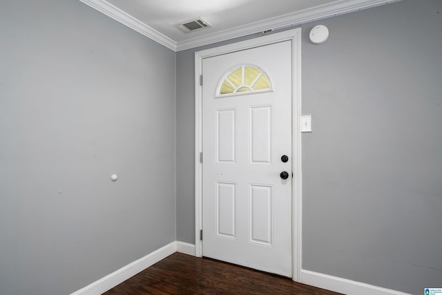 140 Camelia Ave, Gardendale, AL 35071 - foyer with baseboards, dark wood finished floors, and crown molding