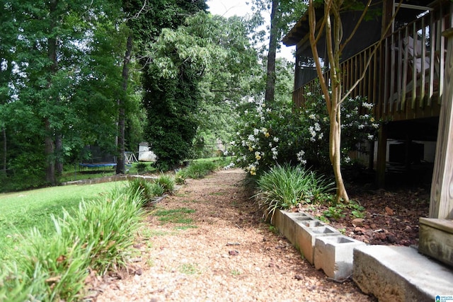 3908 Cloverdale Rd, Anniston, AL 36207 - view of yard featuring a trampoline and a wooden deck