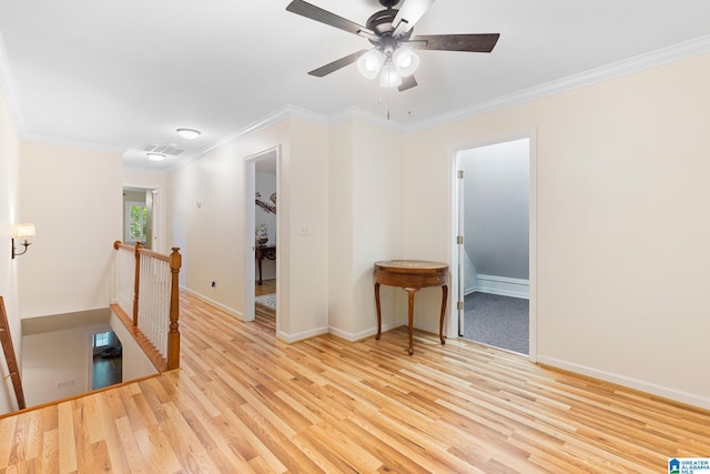 919 Sycamore Dr, Hoover, AL 35244 - unfurnished room featuring wood finished floors, ornamental molding, baseboards, and a ceiling fan