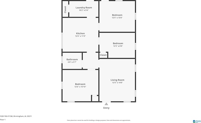 1228 19th Pl SW, Birmingham, AL 35211 - room layout