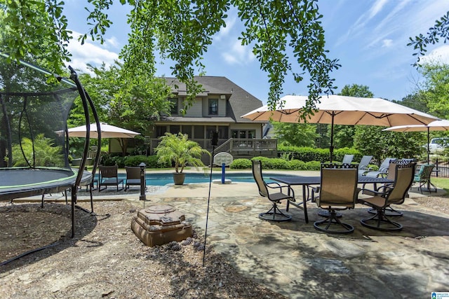 1020 Dunsmore Dr, Chelsea, AL 35043 - swimming pool with a trampoline and a patio