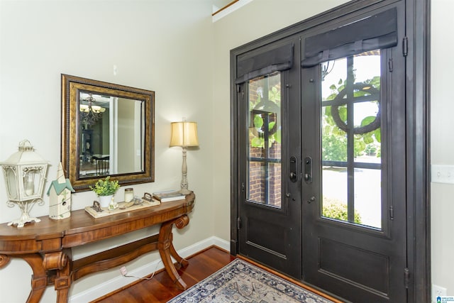 1020 Dunsmore Dr, Chelsea, AL 35043 - entryway with dark wood finished floors, french doors, and baseboards