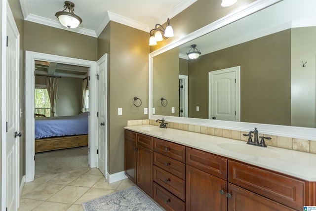 1020 Dunsmore Dr, Chelsea, AL 35043 - ensuite bathroom with double vanity, ornamental molding, and baseboards