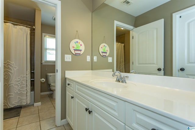 1020 Dunsmore Dr, Chelsea, AL 35043 - bathroom with toilet, vanity, tile patterned floors, curtained shower, and baseboards