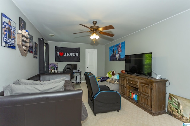 1020 Dunsmore Dr, Chelsea, AL 35043 - living room with ceiling fan and light colored carpet