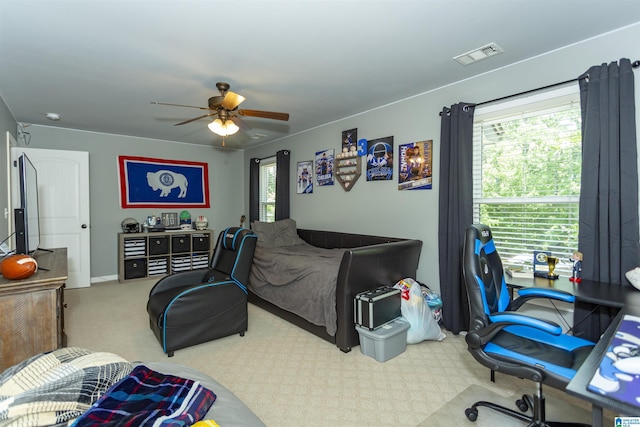 1020 Dunsmore Dr, Chelsea, AL 35043 - carpeted bedroom with multiple windows, a ceiling fan, and baseboards
