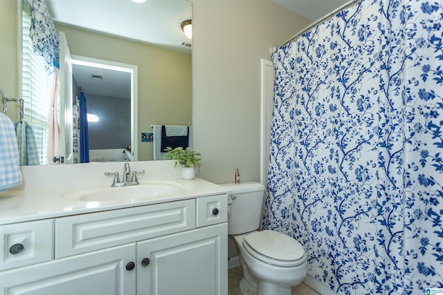 1020 Dunsmore Dr, Chelsea, AL 35043 - full bathroom with toilet, vanity, and a shower with shower curtain