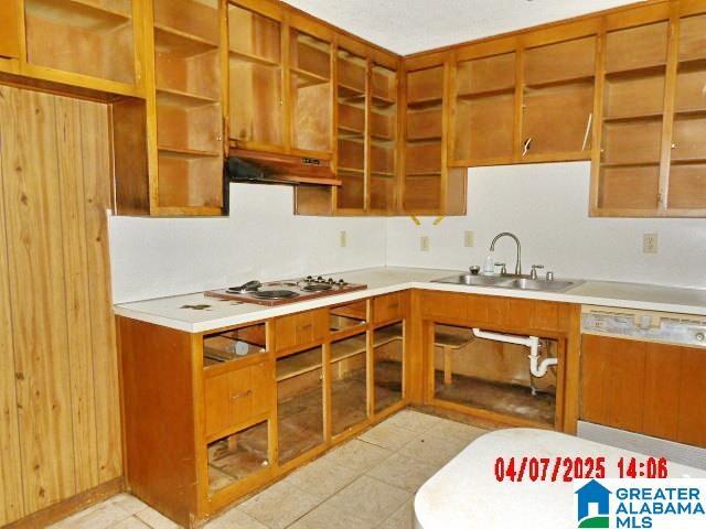 8421 Azalea Dr, Pinson, AL 35126 - kitchen with a sink, under cabinet range hood, stovetop, and light countertops