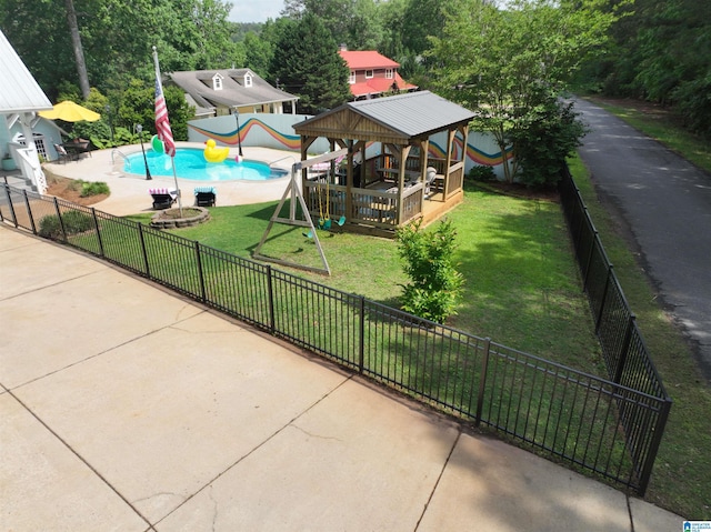 967 Wright Way Dr, Wedowee, AL 36278 - view of swimming pool with a gazebo, a playground, and a patio area