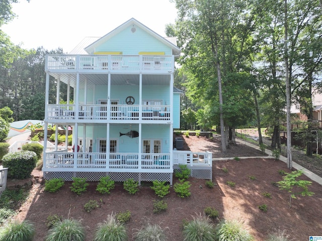 967 Wright Way Dr, Wedowee, AL 36278 - back of house with a balcony and a ceiling fan